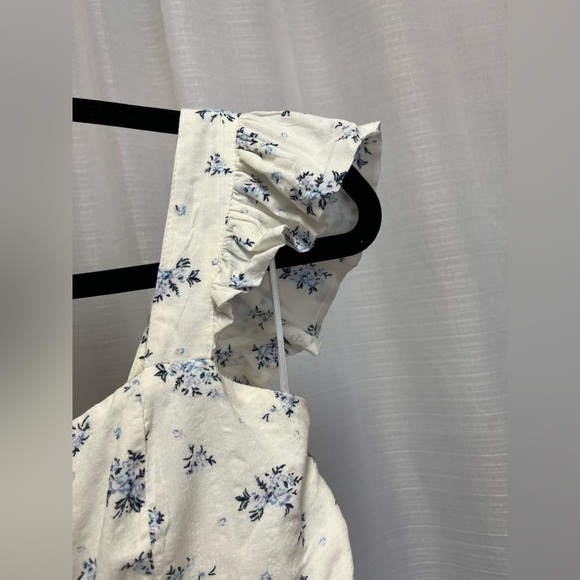 EN SAISON Floral Stitch Puff Sleeve Ruffled Mini Dress | size Small - Picture 3 of 6